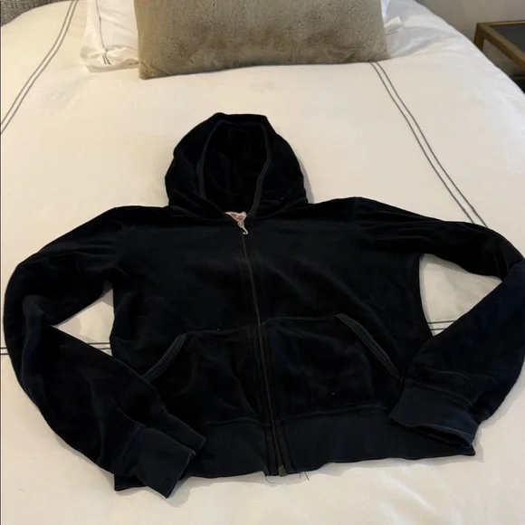 Juicy Couture Black Velour Hoodie - Picture 1 of 3